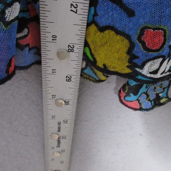 Ali Miles Top Tunic Large Petite Floral Colorful Mesh Lightweight Boho Beachy - Picture 7 of 11